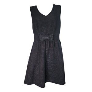 Paperdoll Dress Womens Plus Size 1X Solid All Black Textured Bow Sleeveless